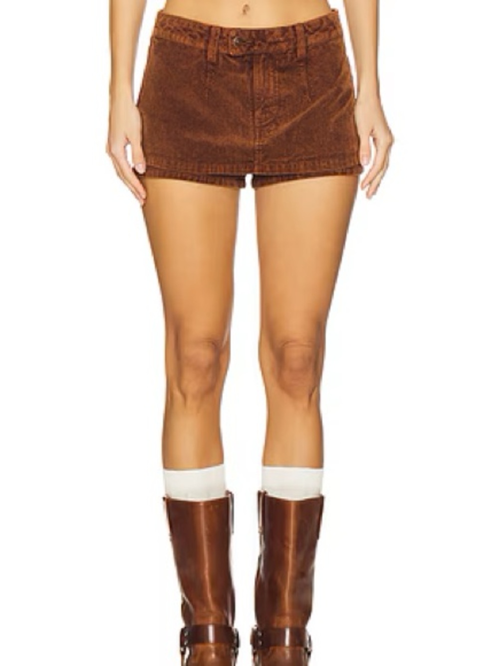 Free People We The Free Galivanting Corduroy Skort in Chocolate Truffle